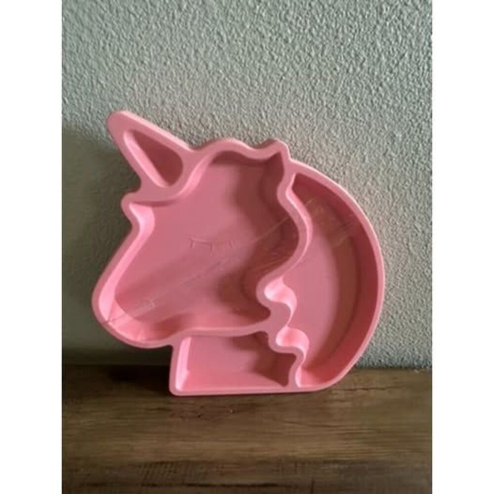 Mainstays Unicorn Shaped Pink Divider Eating Plates - Set of 7